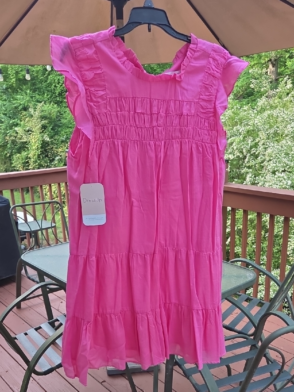 HYFVE Hot Pink Ruffle Tiered Midi Dress